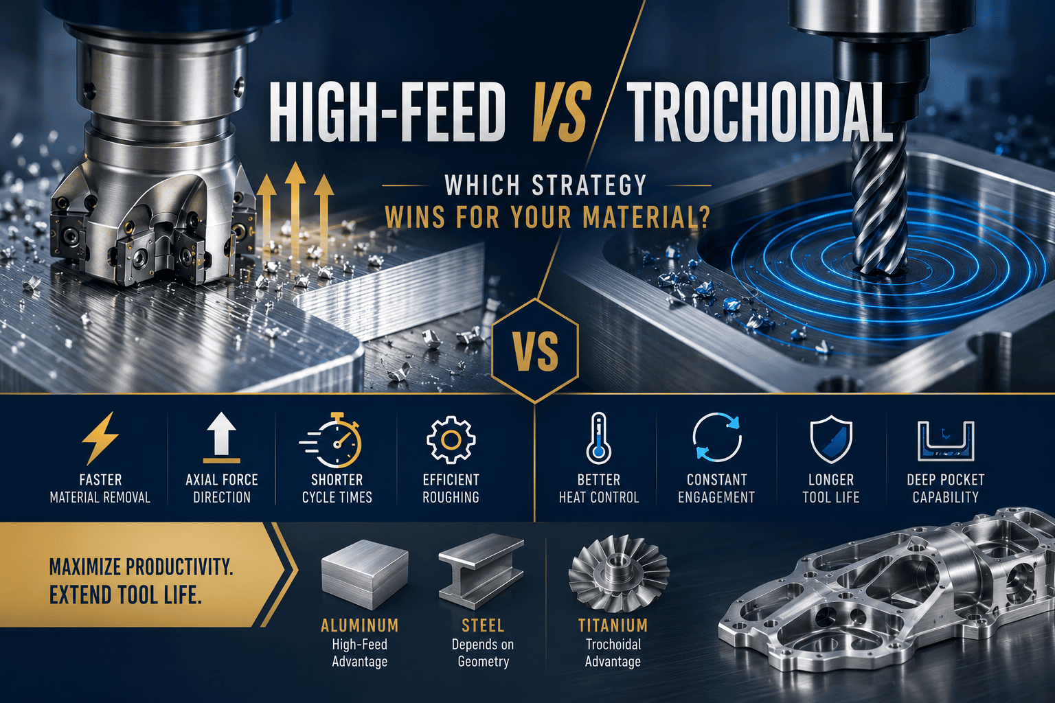 How Do High-Feed and Trochoidal Milling Strategies Compare in CNC Machine and Programming Performance?
